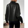 imageMilumia Womens Pu Leather Long Sleeve Jacket Button Front Motorcycle CoatsBlack