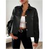 imageMilumia Womens Pu Leather Long Sleeve Jacket Button Front Motorcycle CoatsBlack