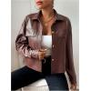 imageMilumia Womens Pu Leather Long Sleeve Jacket Button Front Motorcycle CoatsBrown