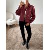 imageMilumia Womens Pu Leather Long Sleeve Jacket Button Front Motorcycle CoatsBurgundy Red
