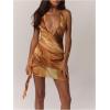 imageMilumia Womens Ruffle Trim Open Back Halter Dress Low Cut Mini DressesGold