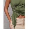 imageMilumia Womens Sexy V Neck Halter Top Y2k Asymmetrical Hem Tie Backless Going Out Tank TopsGreen