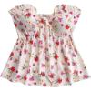 imageMilumia Womens Floral Plants Print Tie Front Tube Top Ruffle Trim Strapless Peplum TopsPink and Red