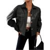 imageMilumia Womens Pu Leather Long Sleeve Jacket Button Front Motorcycle CoatsBlack