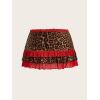 imageMilumia Women Leopard Print Low Rise Mini Skirt Y2k Contrast Mesh Layered SkirtsBrown and Red