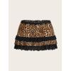 imageMilumia Women Leopard Print Low Rise Mini Skirt Y2k Contrast Mesh Layered SkirtsKhaki and Black