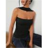 imageMilumia Women Ruched Strapless Halter Tube Top Open Back Slim Fit Bandeau ShirtsBlack