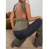 imageMilumia Women Ruched Strapless Halter Tube Top Open Back Slim Fit Bandeau ShirtsGreen