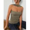 imageMilumia Women Ruched Strapless Halter Tube Top Open Back Slim Fit Bandeau ShirtsGreen
