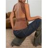 imageMilumia Women Ruched Strapless Halter Tube Top Open Back Slim Fit Bandeau ShirtsSolid Brown