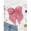 imageMilumia Women Strapless Twist Front Textured Lettuce Trim Slit Hem Crop Tube TopDusty Pink