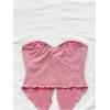 imageMilumia Women Strapless Twist Front Textured Lettuce Trim Slit Hem Crop Tube TopDusty Pink