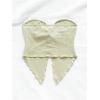 imageMilumia Women Strapless Twist Front Textured Lettuce Trim Slit Hem Crop Tube TopLight Green
