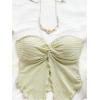 imageMilumia Women Strapless Twist Front Textured Lettuce Trim Slit Hem Crop Tube TopLight Green