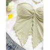 imageMilumia Women Strapless Twist Front Textured Lettuce Trim Slit Hem Crop Tube TopLight Green