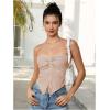 imageMilumia Women Strapless Twist Front Textured Lettuce Trim Slit Hem Crop Tube TopLight Pink