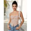 imageMilumia Women Strapless Twist Front Textured Lettuce Trim Slit Hem Crop Tube TopLight Pink