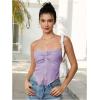 imageMilumia Women Strapless Twist Front Textured Lettuce Trim Slit Hem Crop Tube TopPurple
