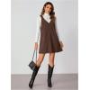 imageMilumia Women V Neck Corduroy Overall Dress 2025 Fall Mini Pinafore Jumper DressChocolate Brown