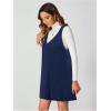 imageMilumia Women V Neck Corduroy Overall Dress 2025 Fall Mini Pinafore Jumper DressDark Blue