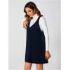 imageMilumia Women V Neck Corduroy Overall Dress 2025 Fall Mini Pinafore Jumper DressDeep Blue