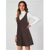imageMilumia Women V Neck Corduroy Overall Dress 2025 Fall Mini Pinafore Jumper DressDeep Brown