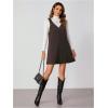imageMilumia Women V Neck Corduroy Overall Dress 2025 Fall Mini Pinafore Jumper DressDeep Brown