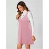 imageMilumia Women V Neck Corduroy Overall Dress 2025 Fall Mini Pinafore Jumper DressDusty Pink