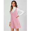 imageMilumia Women V Neck Corduroy Overall Dress 2025 Fall Mini Pinafore Jumper DressDusty Pink