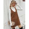 imageMilumia Women V Neck Corduroy Overall Dress 2025 Fall Mini Pinafore Jumper DressGolden Brown