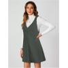 imageMilumia Women V Neck Corduroy Overall Dress 2025 Fall Mini Pinafore Jumper DressGreen
