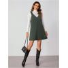 imageMilumia Women V Neck Corduroy Overall Dress 2025 Fall Mini Pinafore Jumper DressGreen