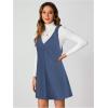 imageMilumia Women V Neck Corduroy Overall Dress 2025 Fall Mini Pinafore Jumper DressHaze Blue