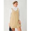 imageMilumia Women V Neck Corduroy Overall Dress 2025 Fall Mini Pinafore Jumper DressKhaki