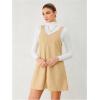 imageMilumia Women V Neck Corduroy Overall Dress 2025 Fall Mini Pinafore Jumper DressKhaki