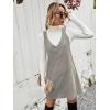 imageMilumia Women V Neck Corduroy Overall Dress 2025 Fall Mini Pinafore Jumper DressLight Grey Plain