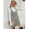 imageMilumia Women V Neck Corduroy Overall Dress 2025 Fall Mini Pinafore Jumper DressLight Grey Plain