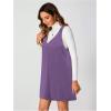 imageMilumia Women V Neck Corduroy Overall Dress 2025 Fall Mini Pinafore Jumper DressMauve Purple