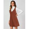 imageMilumia Women V Neck Corduroy Overall Dress 2025 Fall Mini Pinafore Jumper DressOrange
