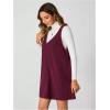 imageMilumia Women V Neck Corduroy Overall Dress 2025 Fall Mini Pinafore Jumper DressRed