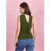 imageMilumia Women Y2K Going Out Club Rave Halter Scarf Top Shirt Ruched Sleeveless Off One Shouler Tank TopArmy Green