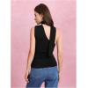 imageMilumia Women Y2K Going Out Club Rave Halter Scarf Top Shirt Ruched Sleeveless Off One Shouler Tank TopBlack