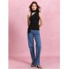 imageMilumia Women Y2K Going Out Club Rave Halter Scarf Top Shirt Ruched Sleeveless Off One Shouler Tank TopBlack