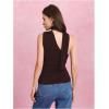 imageMilumia Women Y2K Going Out Club Rave Halter Scarf Top Shirt Ruched Sleeveless Off One Shouler Tank TopBrown