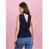 imageMilumia Women Y2K Going Out Club Rave Halter Scarf Top Shirt Ruched Sleeveless Off One Shouler Tank TopDeep Blue