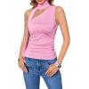 imageMilumia Women Y2K Going Out Club Rave Halter Scarf Top Shirt Ruched Sleeveless Off One Shouler Tank TopPink