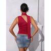 imageMilumia Women Y2K Going Out Club Rave Halter Scarf Top Shirt Ruched Sleeveless Off One Shouler Tank TopRed