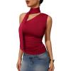 imageMilumia Women Y2K Going Out Club Rave Halter Scarf Top Shirt Ruched Sleeveless Off One Shouler Tank TopRed