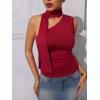 imageMilumia Women Y2K Going Out Club Rave Halter Scarf Top Shirt Ruched Sleeveless Off One Shouler Tank TopRed