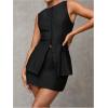 imageMilumia Womens 2 Piece Outfits Button Up Sleeveless Tank Top High Waist Mini Skirts SetBlack
